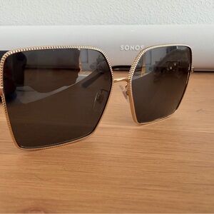 Dolce & Gabbana Gold Square Sunglasses with Dark Lenses